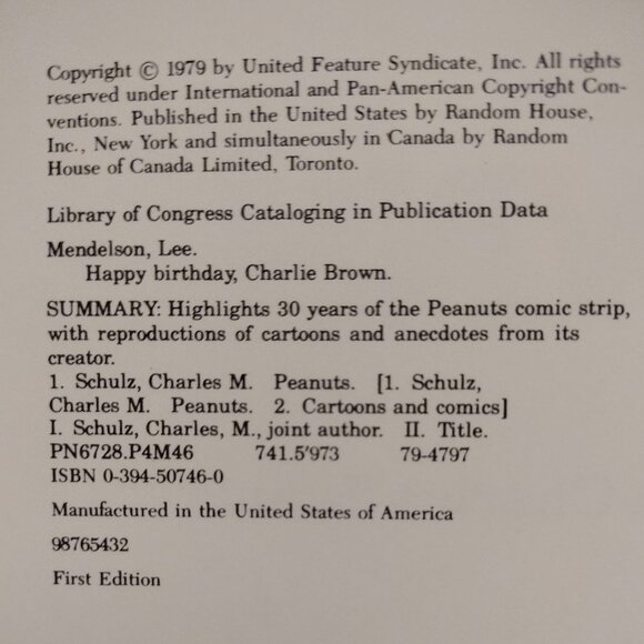 Vintage 1979-80 Happy Birthday Charley Brown Hardcover Book - Picture 5 of 10